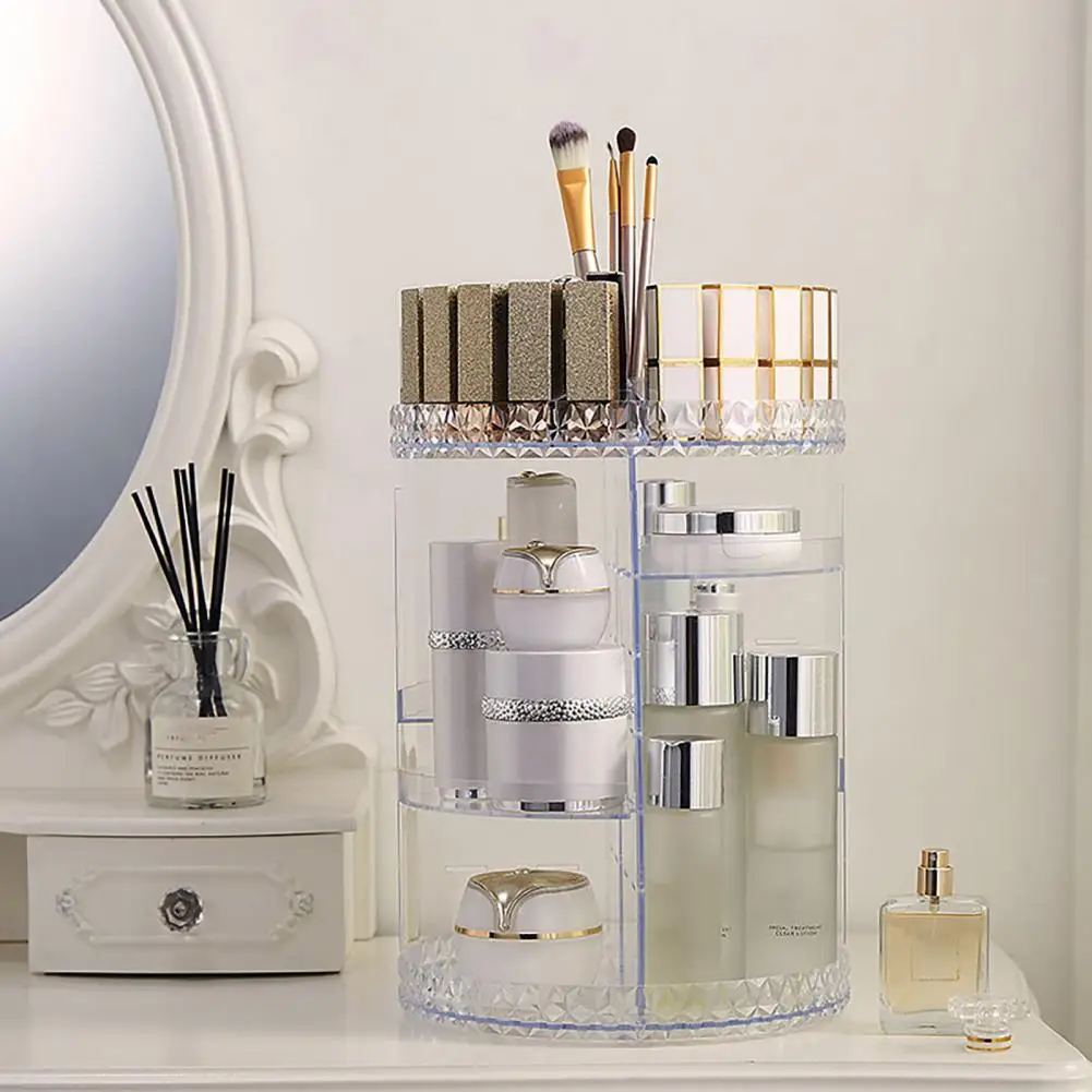 Makeup Organizer 360 Rotating with 8 Adjustable Layers Large-capacity Desktop Space-saving Cosmetic Storage Shelf