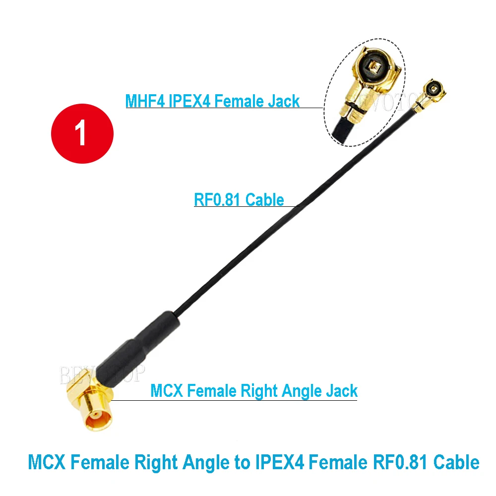 1pcs MCX Male/Female Right Angle Plug to  4 4 Female Jack RF0.81 Cable Adapter Pigtail Antenna Coaxial Extension Cable