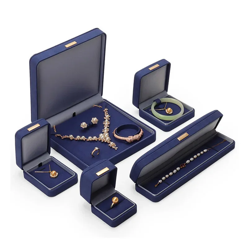 

Lbarley Microfiber Jewelry Boxes Necklace Pendant Bracelet Organizer Box Proposal Ring Box Multifunctional Set Jewelry Gift Case