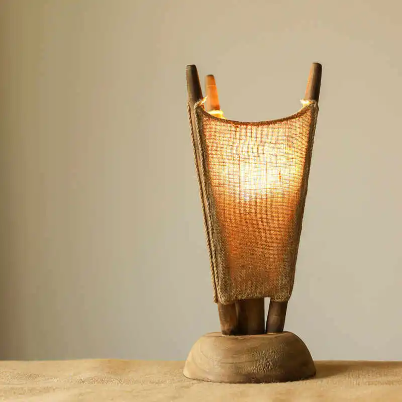 

American country handmade branch table lamp retro living room bedroom bedside study atmosphere light decorative ornament