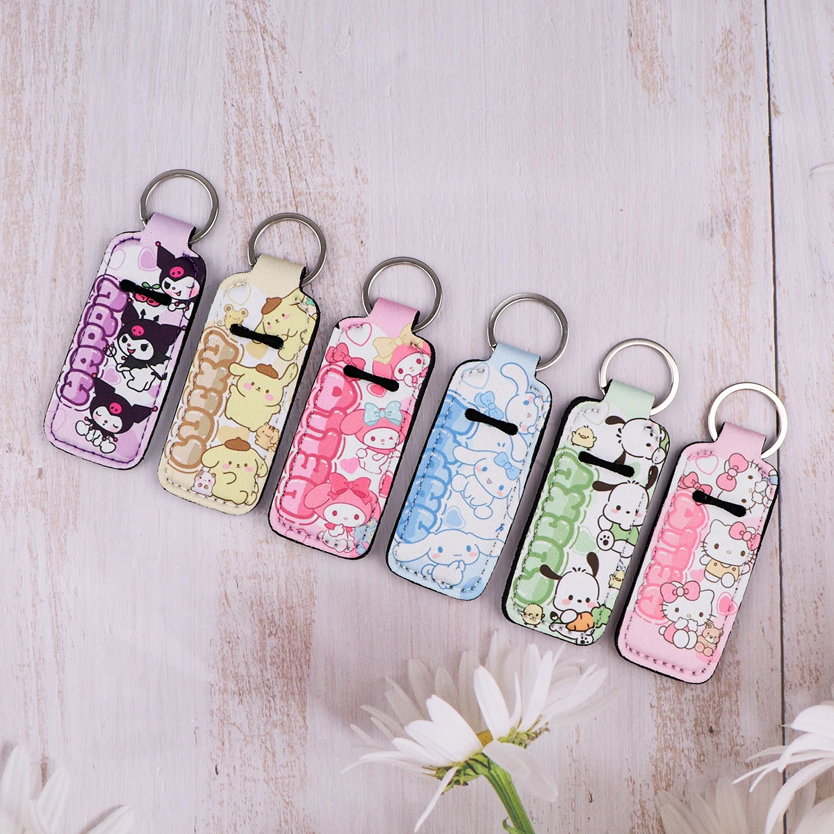 لطيف الحيوانات كليب على حامل أحمر الشفاه المفاتيح طباعة الكرتون أنيمي كيرينغ العصرية الشفاه بلسم المفاتيح سحر إكسسوارات السفر 1 قطعة #2