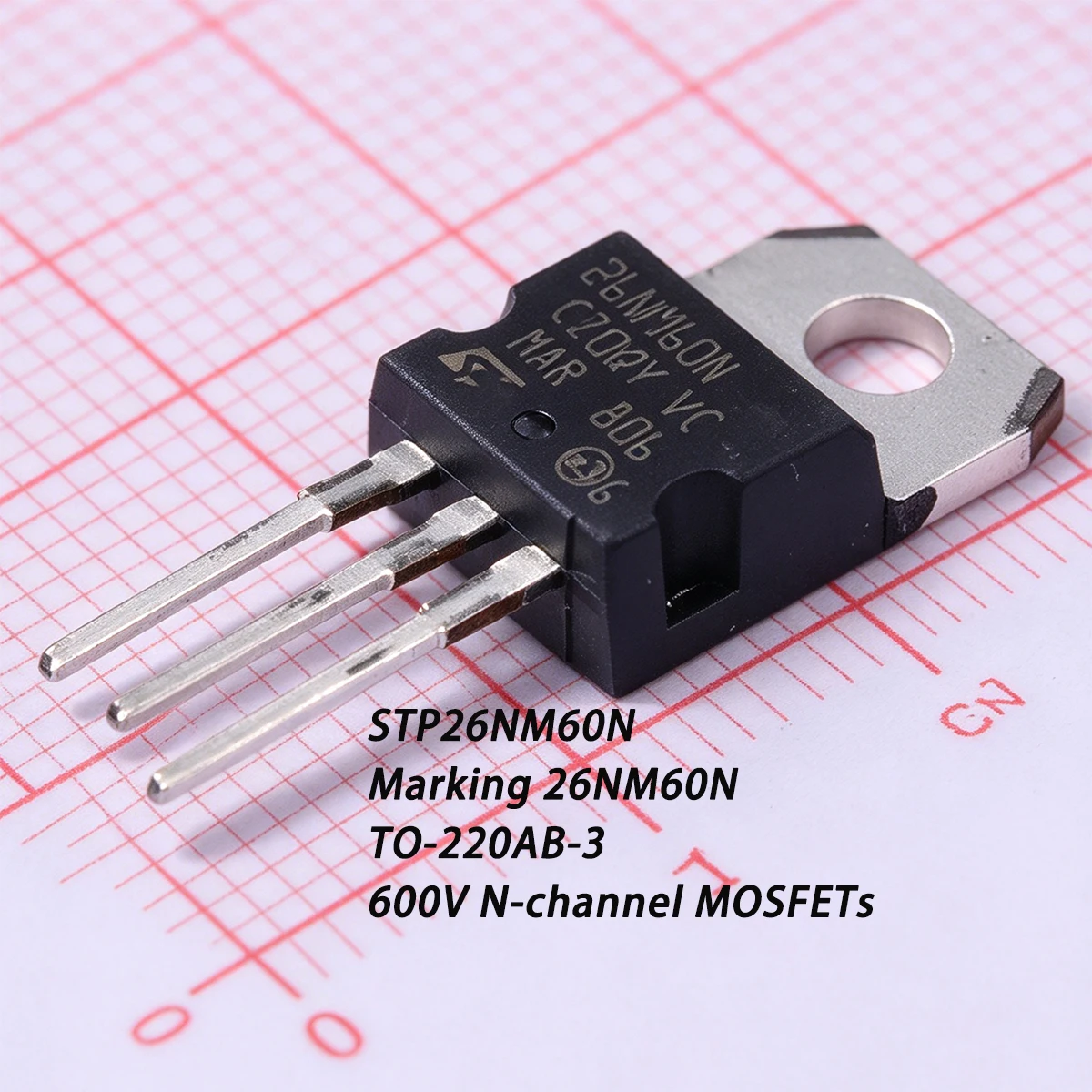 2PCS STP26NM60N Marking 26NM60N TO-220AB-3 600V 20A 140W 165mΩ 0.165 ohms N-channel NEW Original Field-Effect Transistor MOSFETs