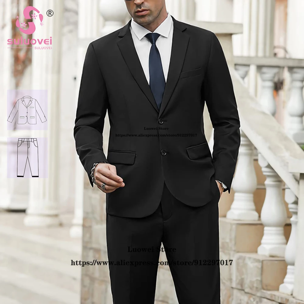 

Classic Wedding Grooms Suits For Men Slim Fit 2 Piece Pants Set Groomsmens Dinner Prom Tuxedos Blazer Costume Homme Pour Mariage