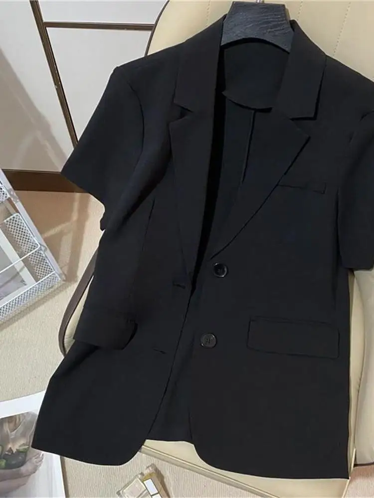 

Женский летний легкий повседневный пиджак больших размеров в западном стиле, тонкий, с коротким рукавом, новинка