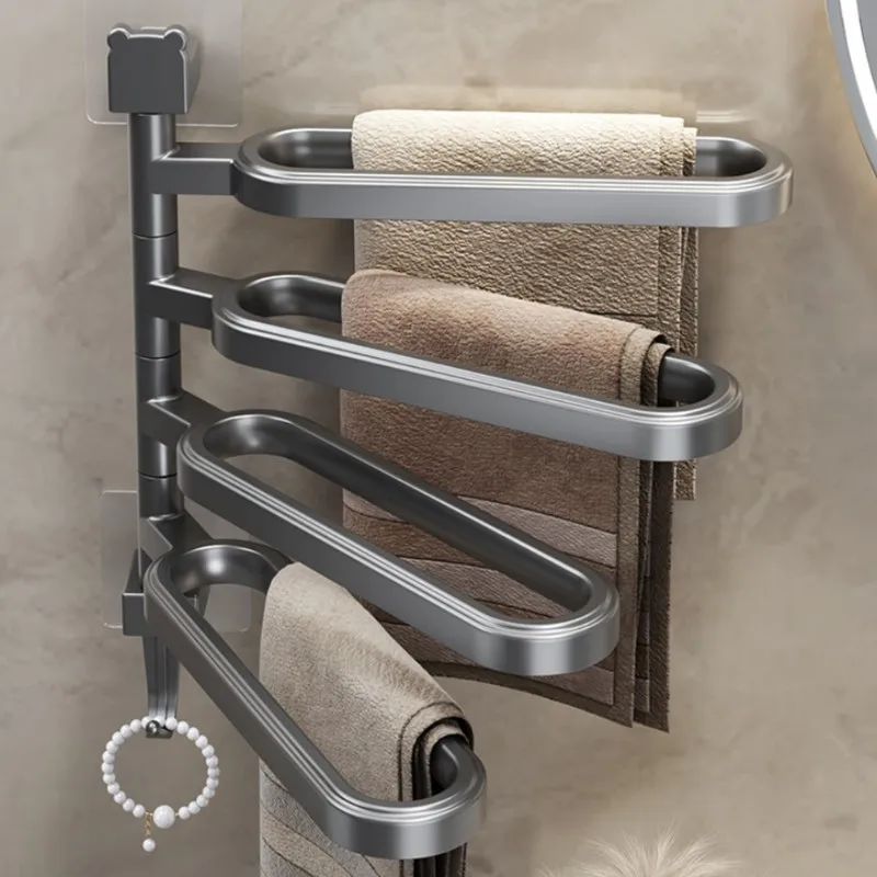 

A59Z-No-Drill Rotatable Multi-Bar Towel Rack For Bathroom Storage Multi-Bar Towel Rack Bathroom Storage Rack Bath Towel Rack