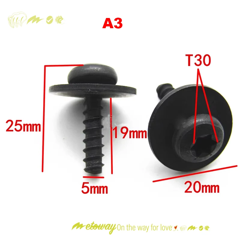 20pcs Fixing Screws For VW BMW Audi A1 A3 A4L A5 A6L Q3 Q5 Q7 Fender Board Leaf Plate Self-Tapping Screws Fastener Screws