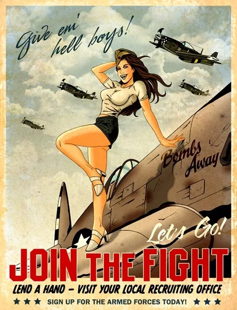Give 'Em Hell Boys Wwll Recruitment Poster Pinup Archival Quality Art Print
