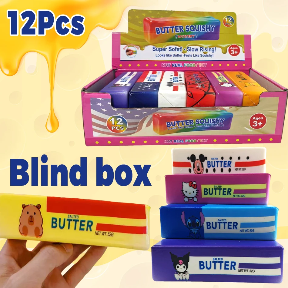 Cartoon-Butterstab Squishy Spielzeug Blindbox Langsam Aufsteigendes Quetschspielzeug Fidget Toy Anti-Stress Handentspannung Geschenk