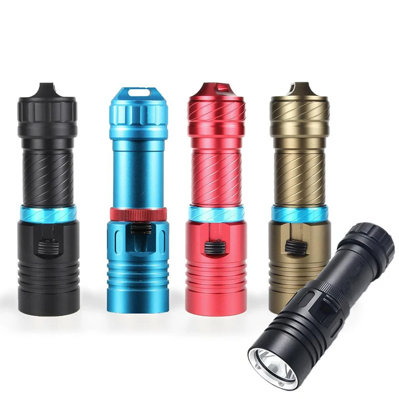 

DX1 10 Вт бесступенчатый переключатель затемнения подходит для дайвинга светодиодный фонарик подводный тактический водонепроницаемый фонарик