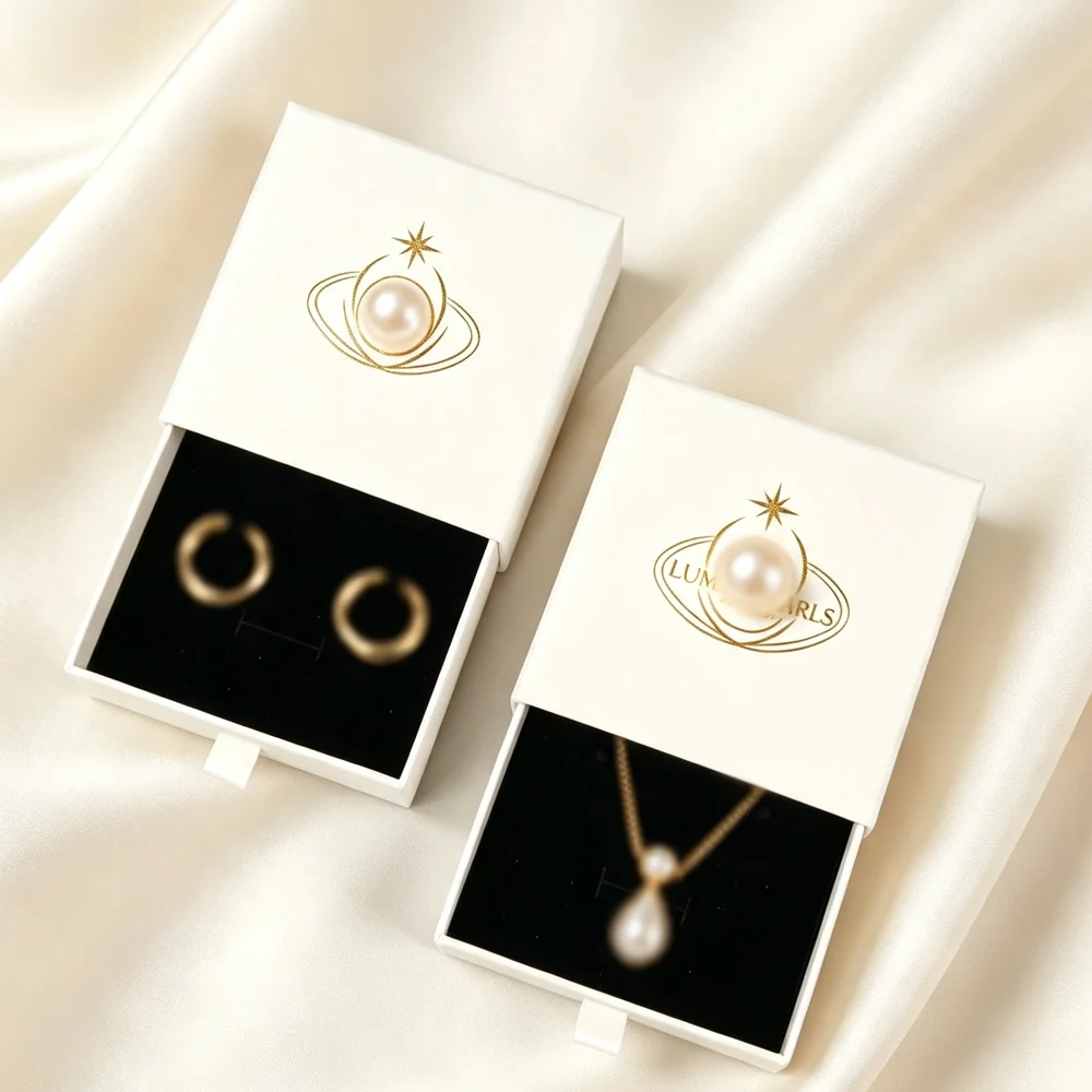 8*8/6*6cm 10PCS Free Custom Logo Paper Box Necklace Ring Box With Sponge Drawer Box Personalized Exquisite Jewelry Packag Pack