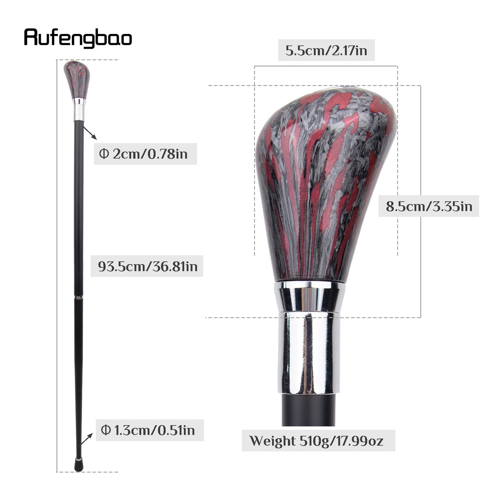 Zilver Rode Streep Witte Riet Mode Decoratieve Stok Gentleman Elegante Cosplay Riet Crosier 93cm Prestaties Podium Riet