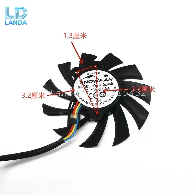 Graphics Card Fan for YY7010L05B with 6.5 cm Diameter and 3.4 mm 3.2 mm 1.3 mm Hole Spacing 5V 4 Pin