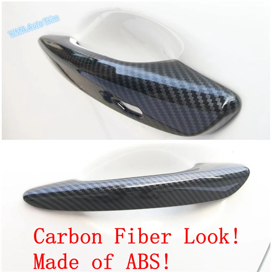 Outside Car Door Pull Doorknob Handle Bowl Cover Trim Fit For Mazda 3 2019 - 2023 Chrome / Carbon Fiber Car External Accessories