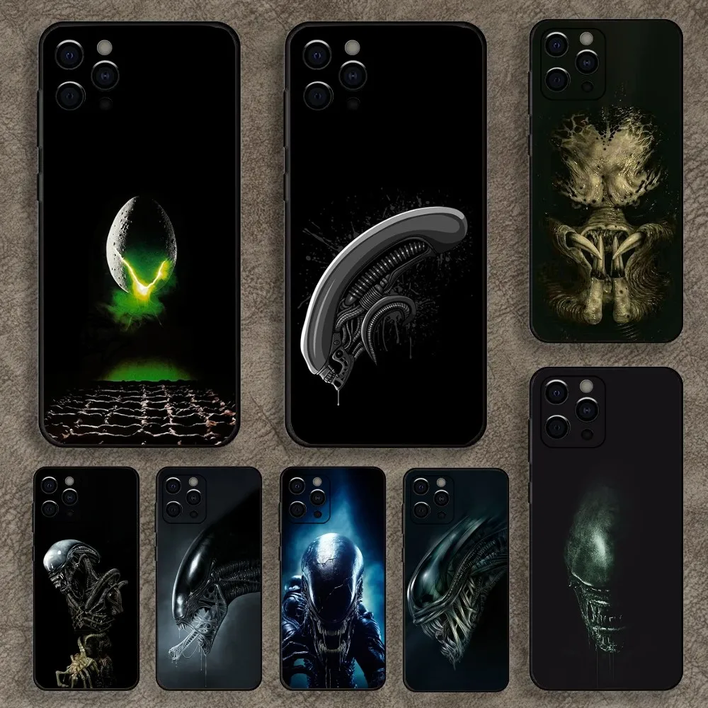 Movie A-Alien Xenomorph Phone Case For Apple iPhone 15,14,13,12,11,Pro,X,XS,Max,XR,Plus,Mini Soft Black Cover