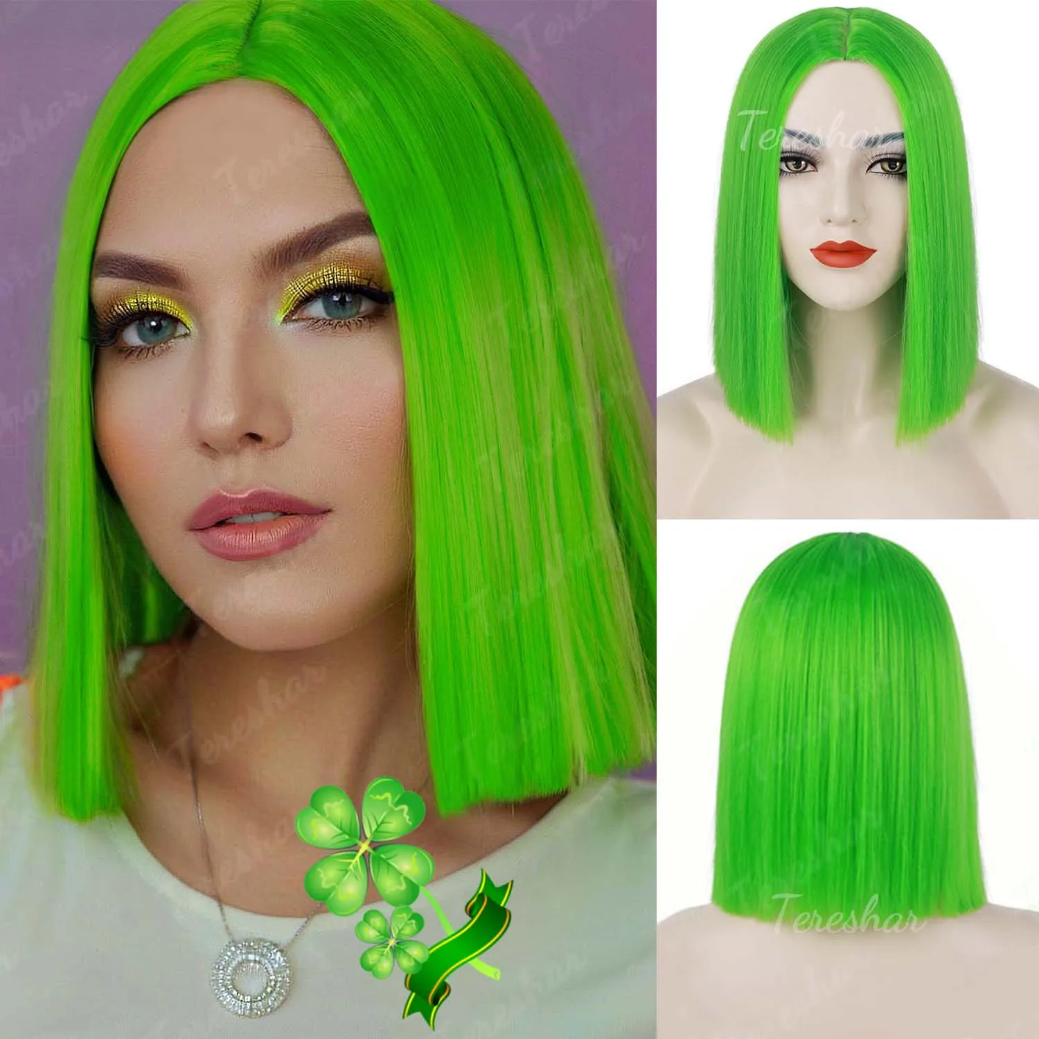 

Synthetic Green Wig for Women Short Bob Wig、Long Straight Wig、Short Wavy Wig、Afro Curly Wig、Green Wigs for St Patricks Day Party