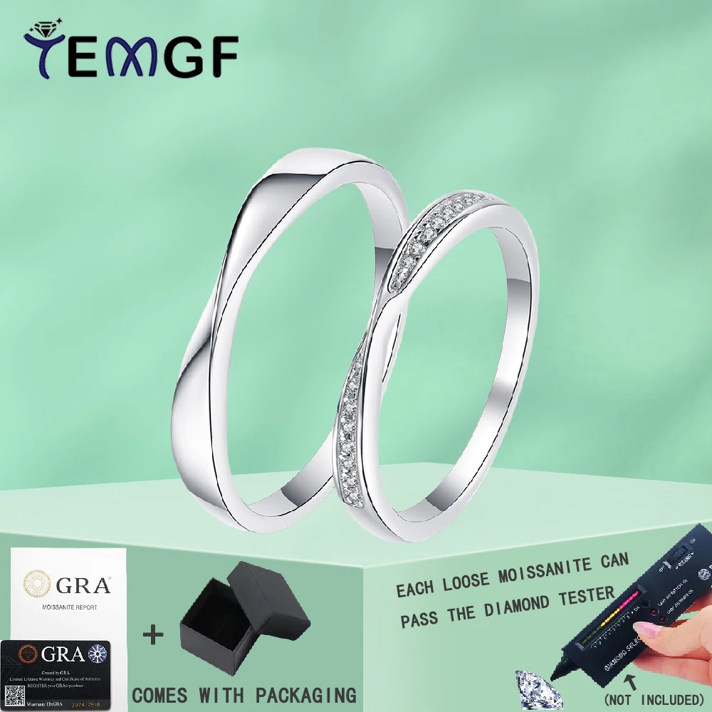 

TEMGF 100% S925 Sterling Silver Couple Ring Lovers Simple Fine Jewelry Unisex Band for Women Men Date Valentine's Day Gifts