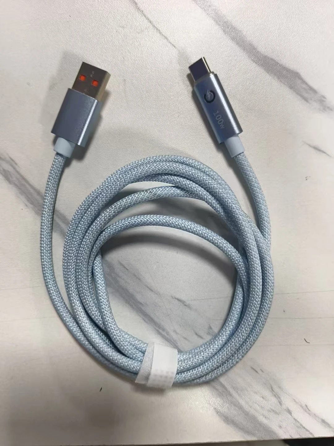 100W Smart Auto‑Stop Charging Cable 1.5M Braided USB‑A to Type‑C Fast Charger Cord,Indicator Light,Protection for Smartphone