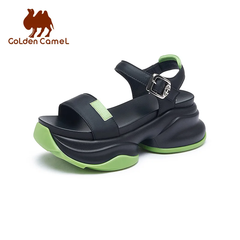 GOLDEN CAMEL Women Sandals Comfortable Soft Sole Thick Sole Beach Summer Sandals for Women Heightening Slimming Slippers Women