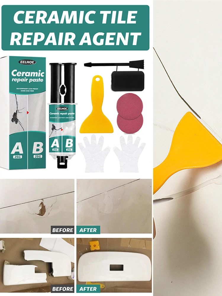 1 Set Casting Adhesive Repair Agent Tile Repairing Paste Waterproof Bathroom Bathtub Floor Adhesive Glue Kit