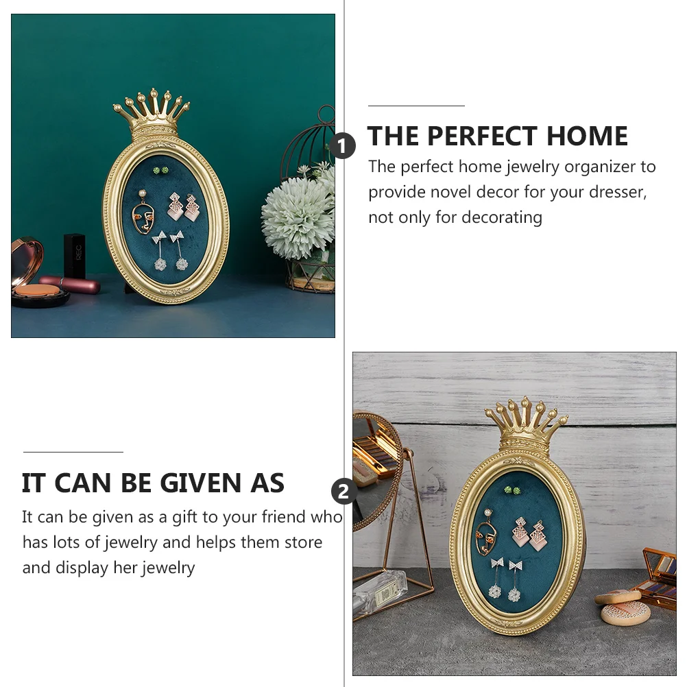 

1Pcs European Style Crown Earring Stand Jewelry Organizer Display Storage Board for Earrings Brooches Home Use