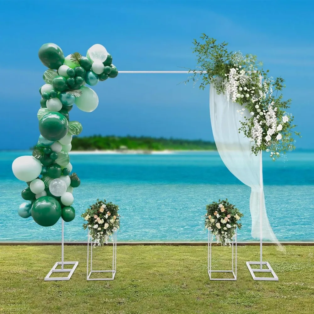 

2*2M Metal Flower Wedding Arch Backdrop Balloon Arch Stand with Flower Stand for Wedding Birthday Anniversary Decor