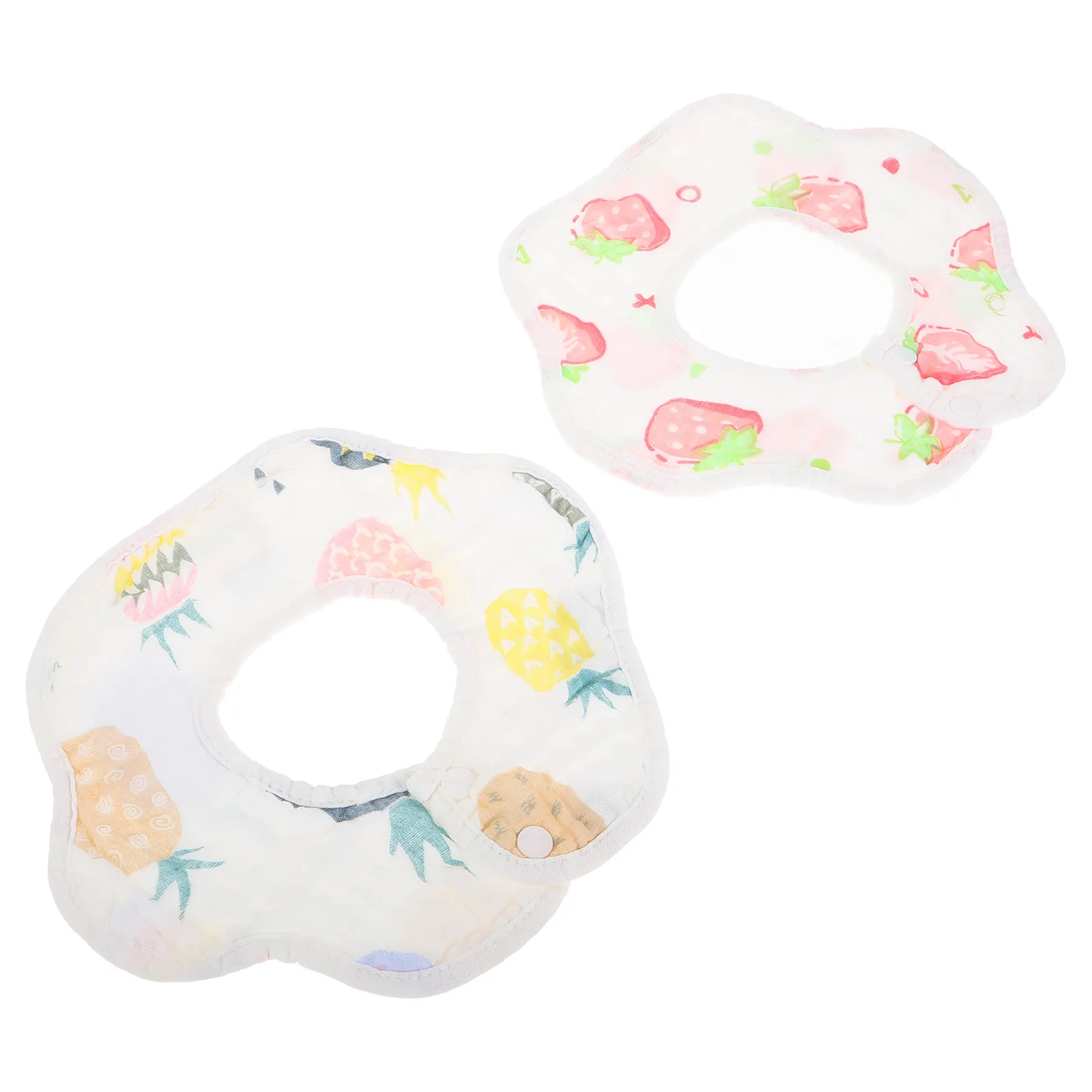 

2Pcs Soft Cotton Muslin Bibs Petal Shape Double Absorption Baby Drooling Bibs for Newborn Infant Feeding Eating Teething Bandana