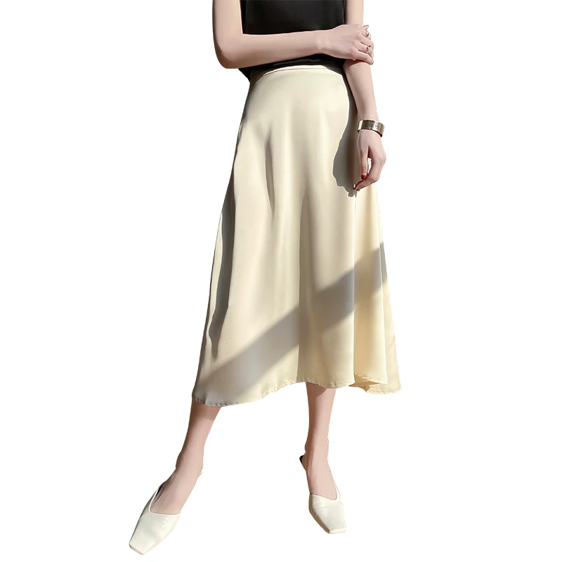 خلات الحرير غير المتكافئة عالية الخصر ألف خط Fi الذيل تنورة المرأة الصيف تصميم 2025 جديد Sle قسط يشعر f طول تنورة #5