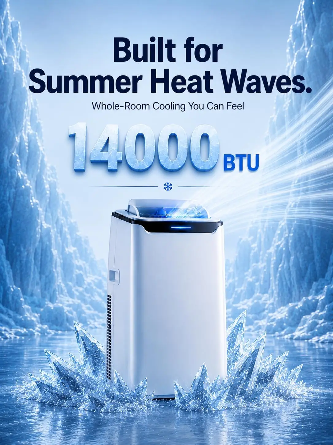 Portable Air Conditioner, 14000 BTU Fast Cooling for Large Rooms up to 700 Sq.Ft, 3-in-1 Energy Efficient Portable AC Unit with