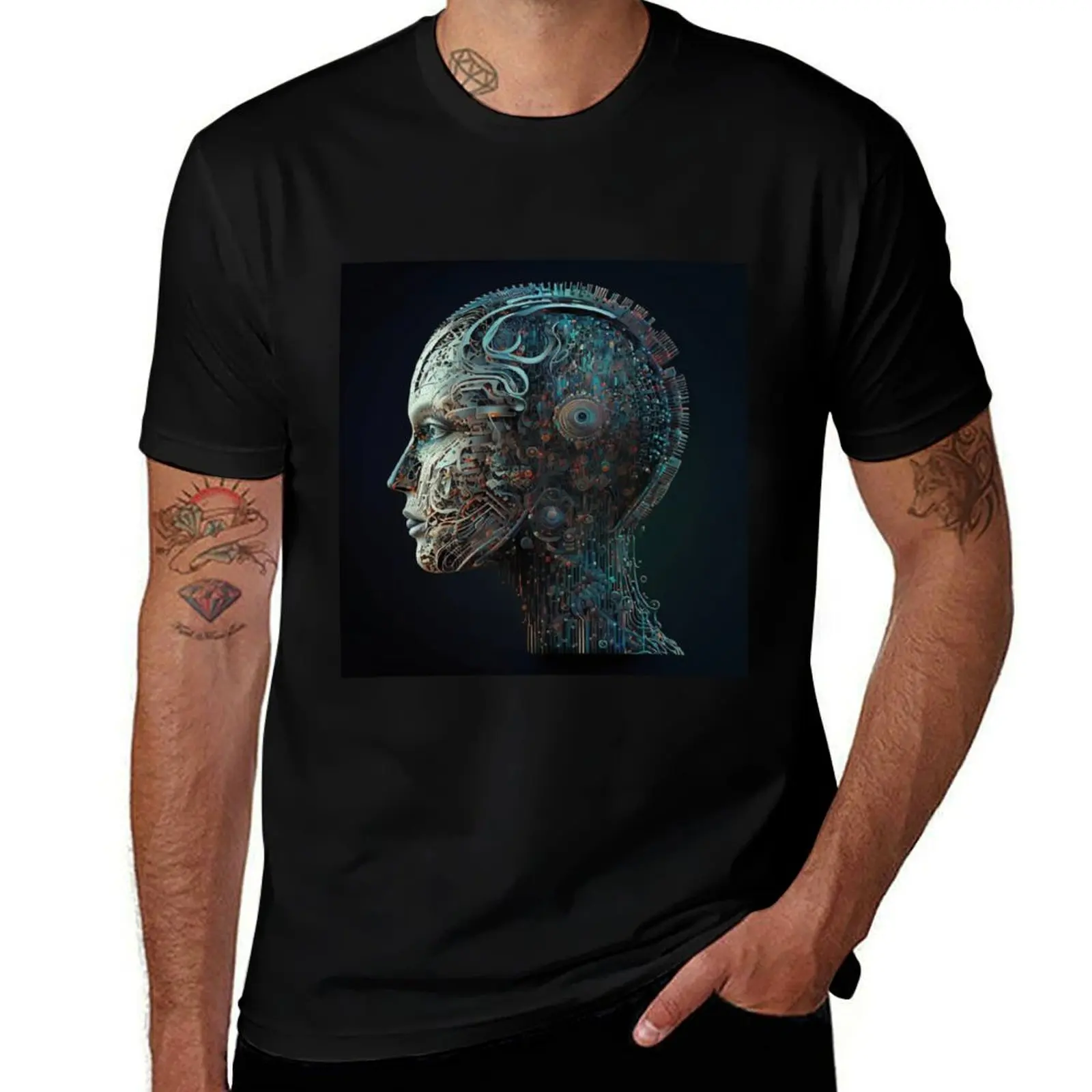 

Artificial Intelligence Ai Artwork T-Shirt man t shirts for men funny t shirts cotton funny t shirts dark humor T-Shirt