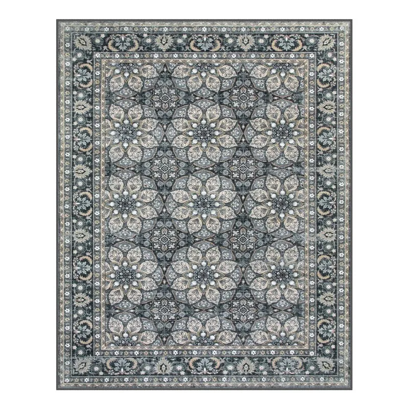 Lahome Area Rug for Bedroom Washable Black Living Room Rugs Non-Slip Dining Room Rug Mandala Vintage Oriental Soft Floor Carpet