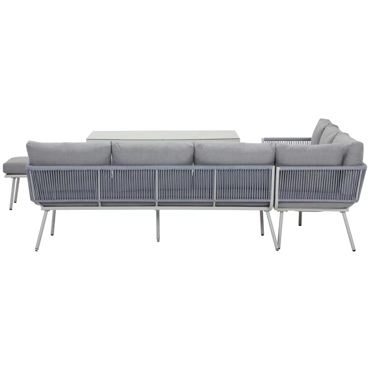 #Outdoor Rope Living Set Furniture Sofa and Table Powder Coated Steel Wicker Sofa and Table Set Garden Outdoor Furniture