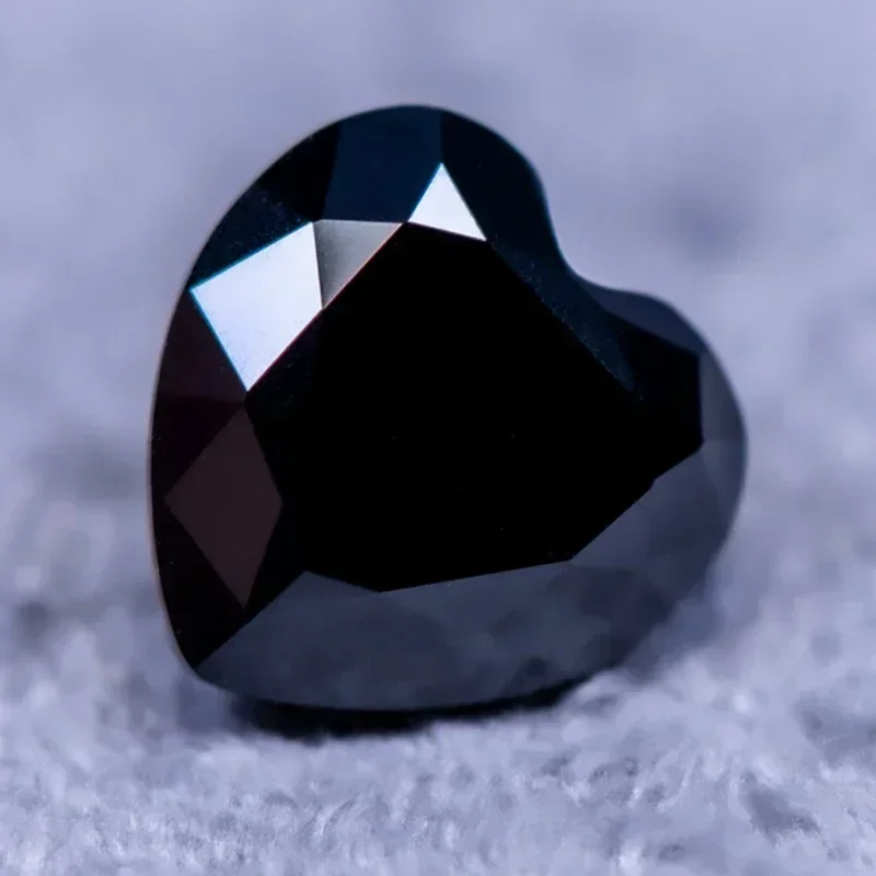 Moissanite Loose Stone Black Color Heart Shape for Pass Diamond Tester Charms Top Jewelry Making Materials with GRA Certificate