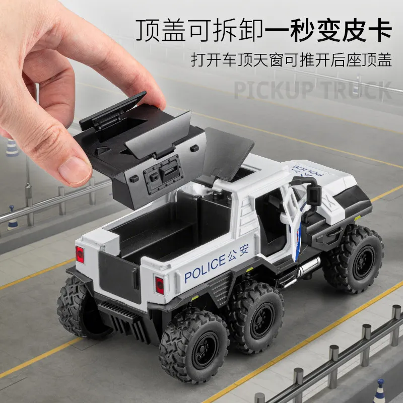 

Модель бронированной полицейской машины Conqueror 6X6, масштаб 1:32, литая под давлением, со звуком и светом, внедорожник, подарки для детей, коллекционная модель