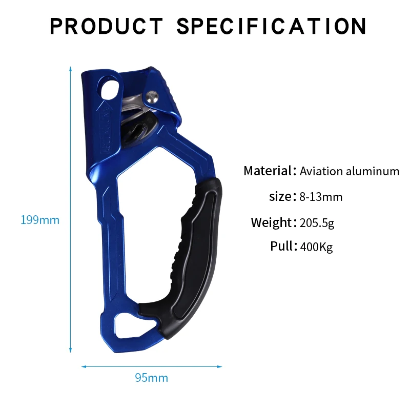 Профессиональный уличный высотный скалолазание 4KN синий ручной подъемник для скалолазания