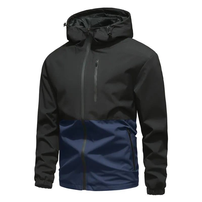 

[USA Size] Waterproof Breathable Fashion Casual Men's Patchwork Windbreaker Jackets Trench Coat For Spring Autumn Clothes