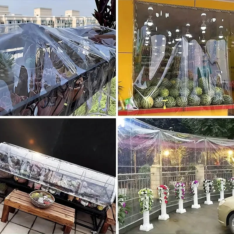 Transparente PVC-Sonnenschutzplane für den Außenbereich, wasserdicht, winddicht, mit 50 cm Abstandslöchern für den Innenhof oder Balkon, transparentes, wasserdichtes Gewebe, Öltuch. – Detail 12