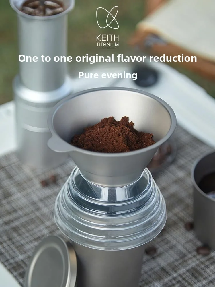 

KEITH Pure Titanium Coffee Dripper, Micron Precision Filter, Reusable Hand Pour Coffee Filter for Home Office Camping