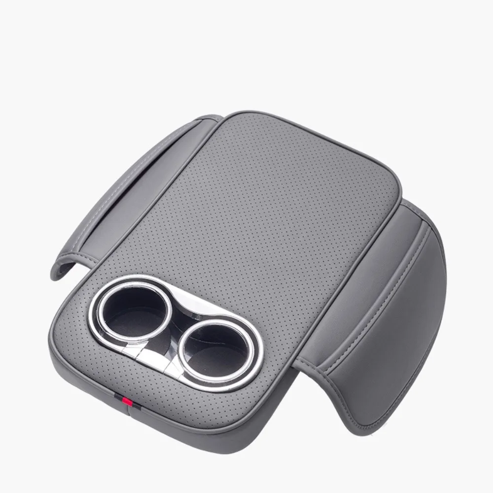 

Universal Car Center Console Armrest Cushion PU Leather Comfortable Heighten Pads with 2 Cup Holder Creative Armrest Cover
