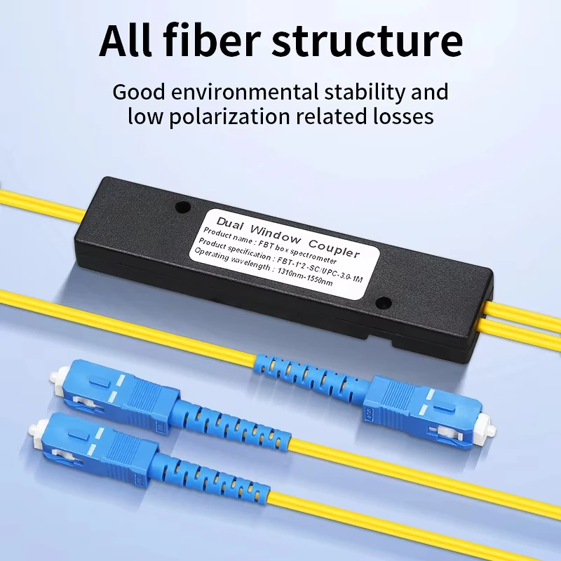 1x2 Fiber Optic Splitter SCUPC-SCUPC FTTH Tapered 1 To 2 Splitter Box 1 Point 2 PLC Optical Fiber Splitter Box