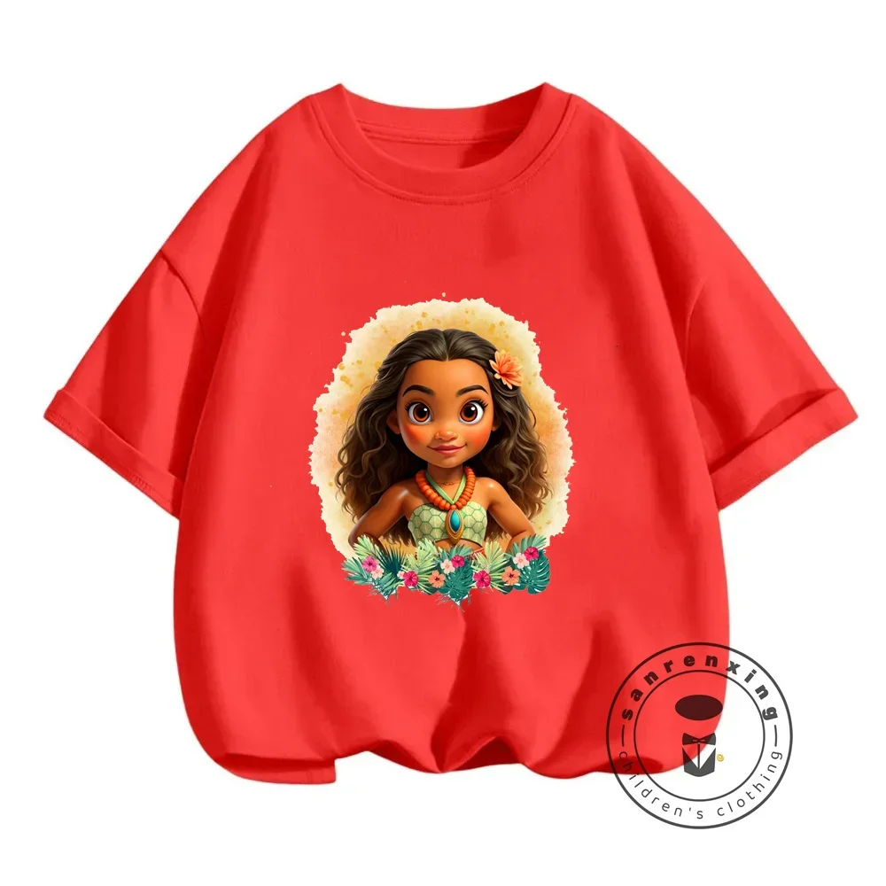 Summertime Fun for Kids Disney Moana Cartoon Prints on Boys Girls T-shirts Cute Streetwear Fashionable O-neck Soft for Children