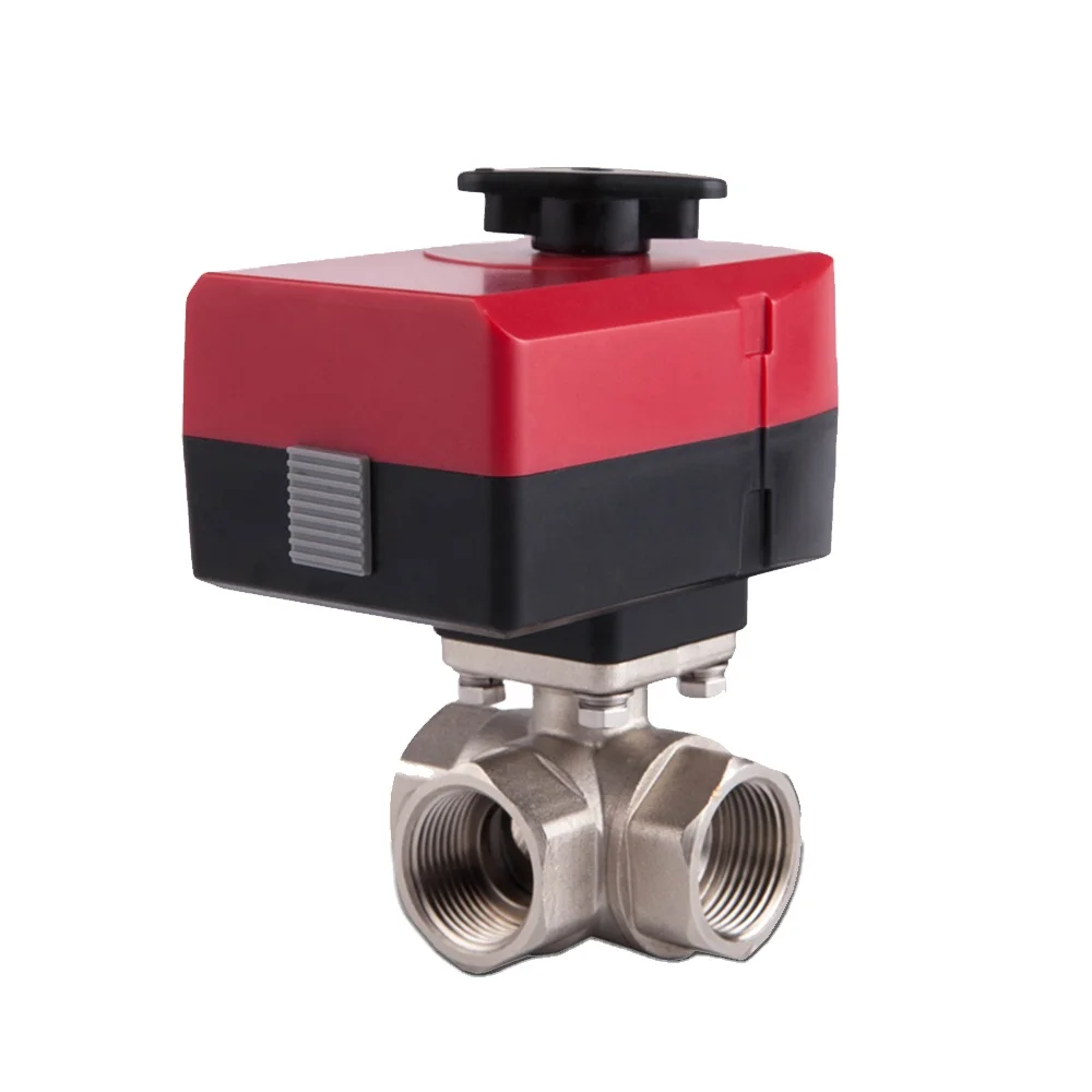 

1/2" 3/4" 1" 1 1/4"Automatic 3-way 230v 24v AC DC Water Electric Brass Motorized Motor Ball Valve