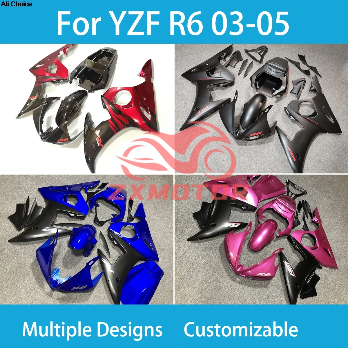 

New YZF-R6 2003 2004 2005 Trail Bike Fairings for Yamaha YZF R6 03 04 05 Motorcycle Customized Injection ABS Fairing Kit