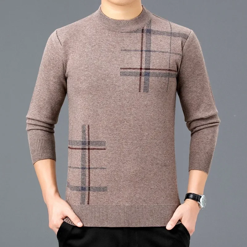 Pull à manches longues pour hommes, col rond, maillot de corps en tricot adt, tête côtelée, décontracté, jeunes et d'âge moyen, automne, hiver, nouveau, 2024