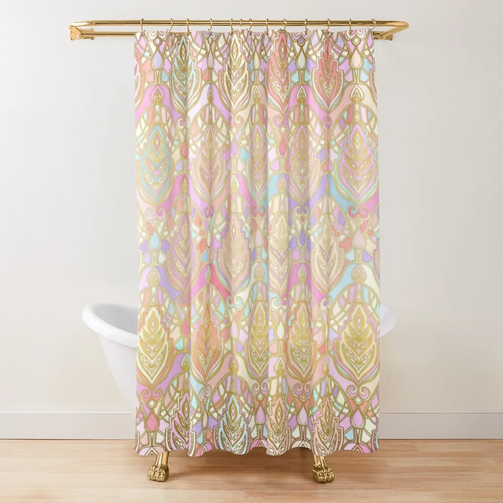 

Rosy Opalescent Art Deco Pattern Shower Curtain For Bathrooms Bathroom Shower Set Curtain