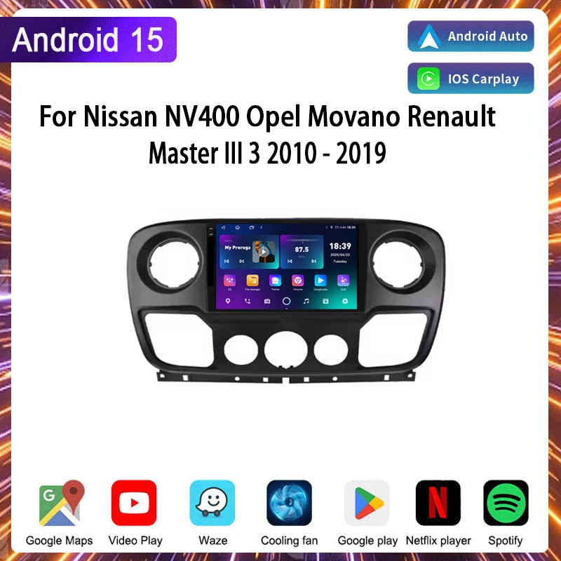 Autoradio pour Nissan NV400 Opel Movano Renault Master III 3 2010 - 2019 sans fil Carplay Android Auto voiture multimédia stéréo