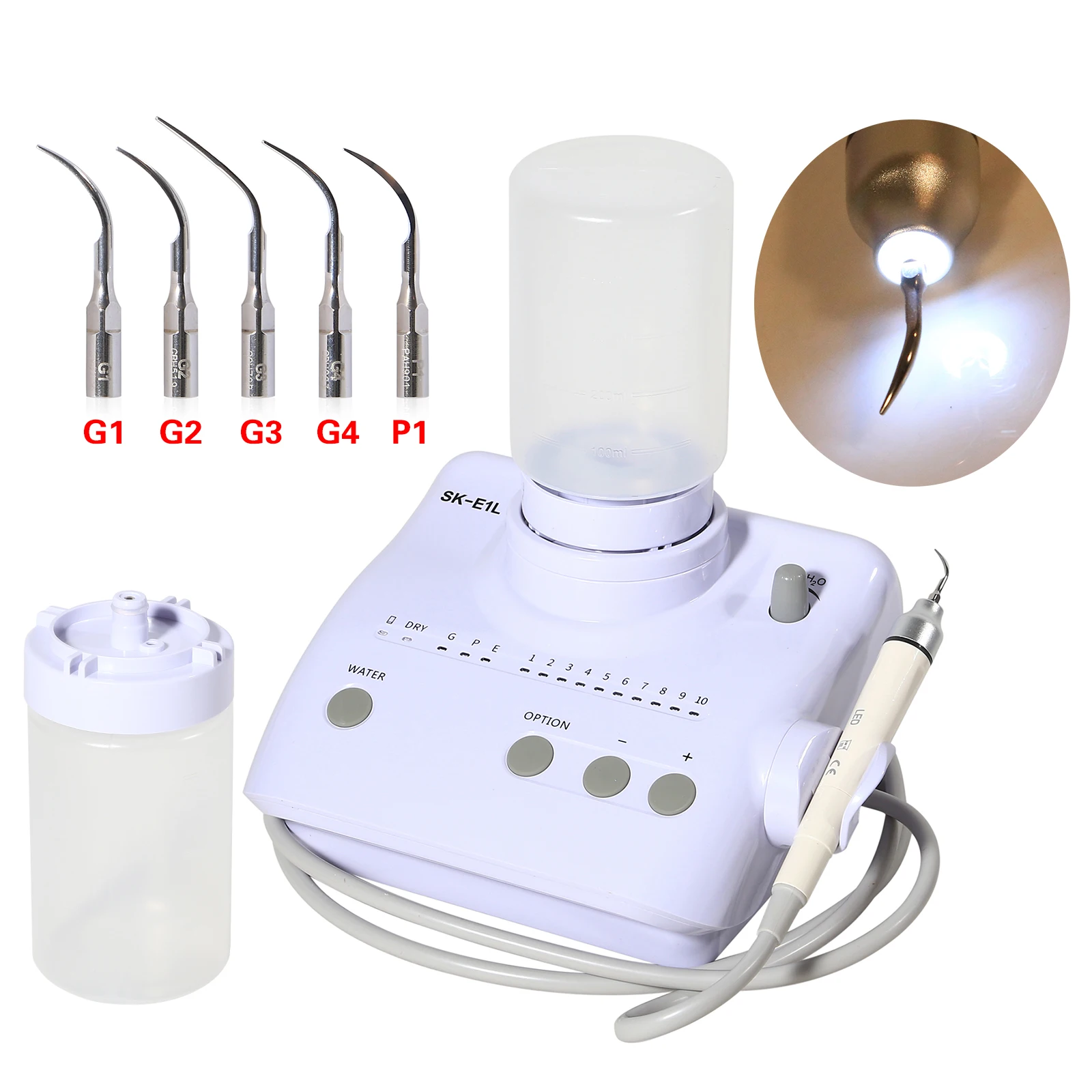 

SKYSEA Dental LED Ultrasonic Scaler fit EMS for Cavitron +Handpiece+5 Tips+2 Bottles