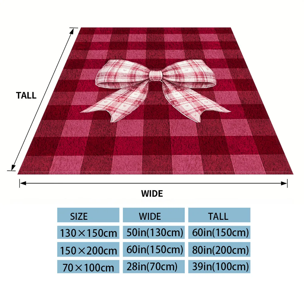 Check Bow Nap Blanket,Flannel Blanket,Suitable For Sofas,Beds,Cars,Rooms,Offices,Camping,Exquisite Gift Blankets