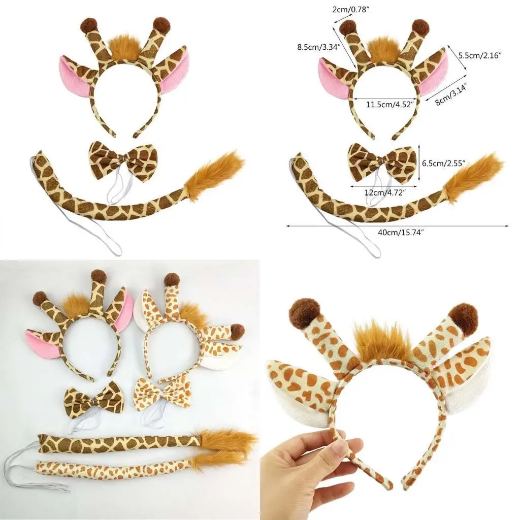

R1WE Giraffes Ear Hairband Plush Giraffes Headband Cartoon Plush Giraffes Hair Hoop