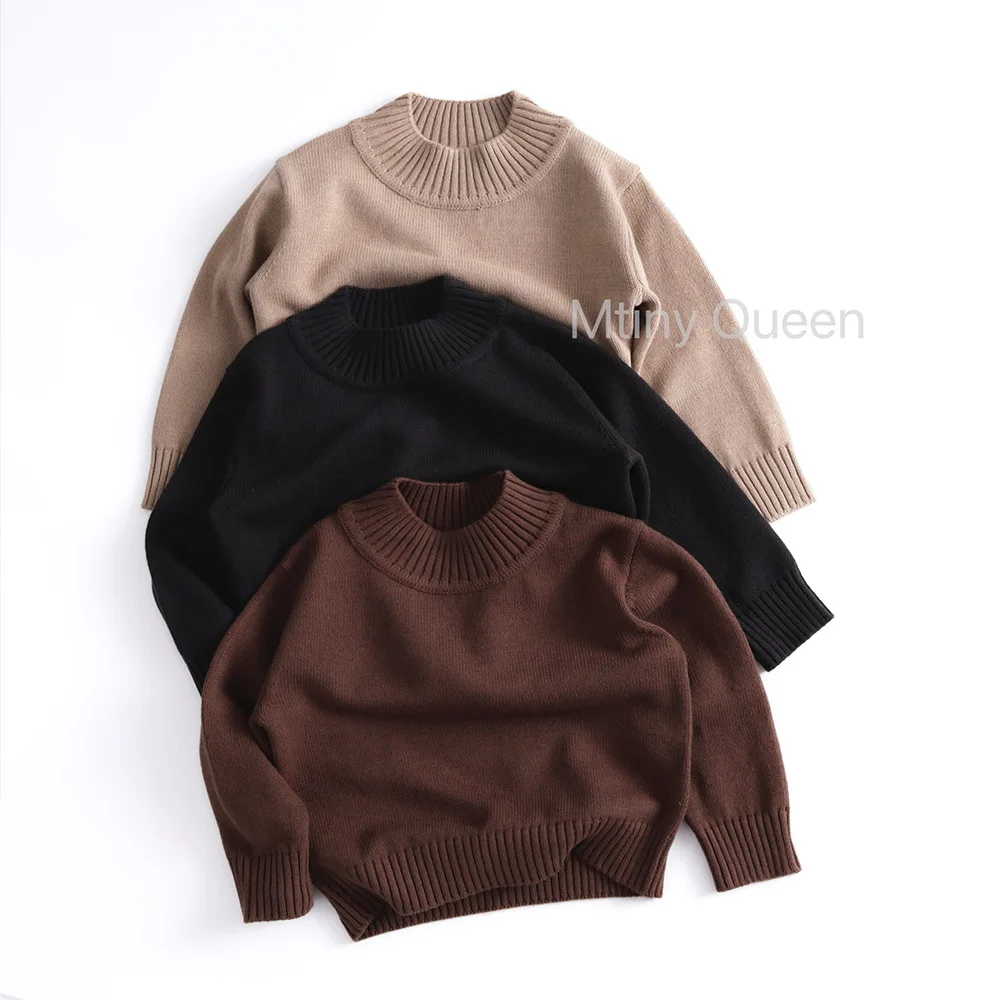 

2025 Autumn New Children Long Sleeve Knit Sweater Solid Girls Cotton Vintage Knitwear Boys Knitted Pullover Baby Casual Sweater