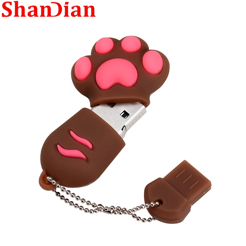 الكرتون فلاش حملة 64GB القط باو القلم محركات USB 2.0 الأسود ذاكرة 32GB الأحمر 16GB U القرص هدية مفتاح سلسلة 8GB 4GB البني 128MB